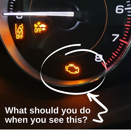 What should you do when you see the engine check light on?